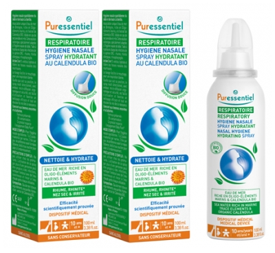 Puressentiel Respiratoire Hygiène Nasale Spray Hydratant au Calendula Bio Lot de 2 x 100 ml