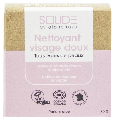 Alphanova Solide Facial Cleanser Organic Aloe Scent 75 g