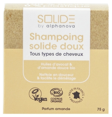Alphanova Solide Shampoo Profumo di Mandorla Biologico 75 g