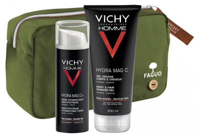 Vichy Homme Kit Anti-Fatigue + Trousse FAGUO Verte Offerte