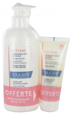 Ducray Ictyane Erweichende Nährende Gesichts- und Körper-Creme 400 ml + Ictyane Reinigende Gesichts- und Körper-Duschcreme 100 ml Geschenkt