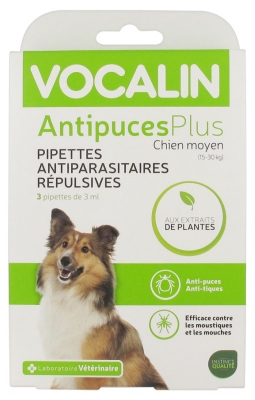 Vocalin AntipucesPlus Średni Pies Pipety Przeciwpasożytnicze Odstraszające 3 Pipety