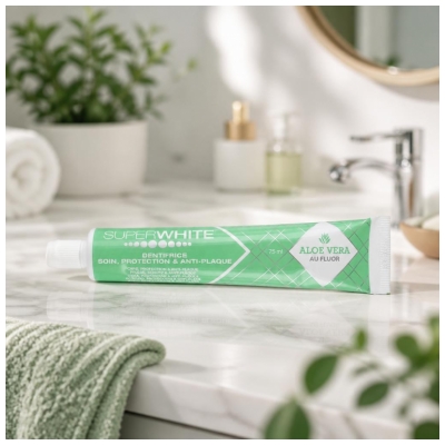 „Superwhite“ dantų pasta „Sodrios apsaugos ir apnašų kontrolės su Aloe Vera“ 75 ml