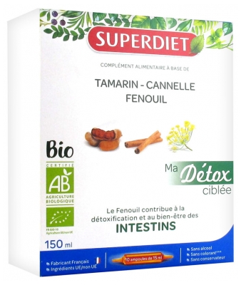 Superdiet Ma Détox Ciblée Intestins Bio 10 Ampoules