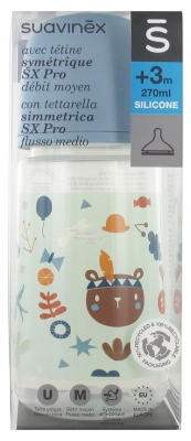 Suavinex Baby Bottle with Symmetrical Teat SX Pro Medium Flow 270ml 3 Months and + - Model: Into The Forest 4