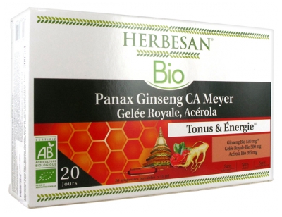 Herbesan Organic Panax Ginseng CA Meyer Royal Jelly Acerola 20 Phials