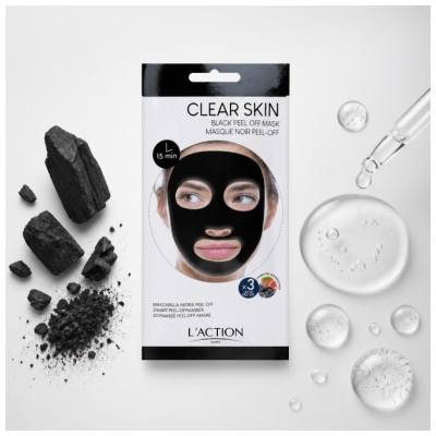 L'Action Paris Schwarze Peel Off Maske 3 Beutel