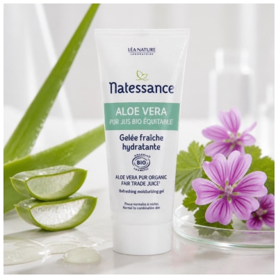 Natessance Aloe Vera Pur Organic Fair Trade Juice Refreshing Moisturizing Gel 50ml