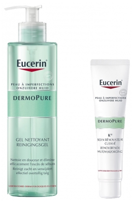 Eucerin DermoPure : Reinigingsgel 400 ml + K10 Huidvernieuwingsverzorging 40 ml