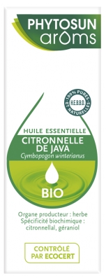Phytosun Arôms Huile Essentielle Citronnelle de Java (Cymbopogon winterianus) Bio 10 ml