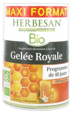 Herbesan Gelée Royale Bio 40 g (à consommer de préférence avant fin 03/2022)