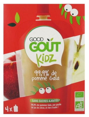 Good Goût Kidz 99,9% de Pomme Gala Bio 4 Gourdes (à consommer de préférence avant fin 02/2022)