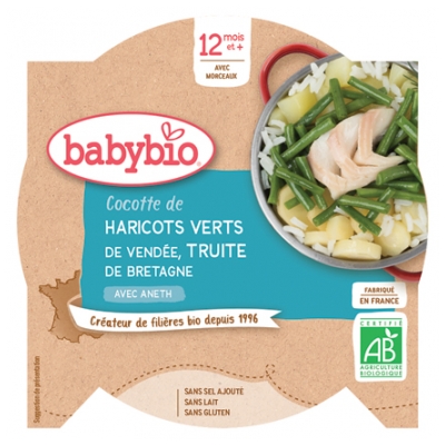 Babybio Green Beans Casserole Pstrąg 12 Miesięcy i + Organic 230 g