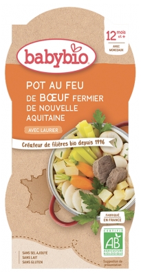 Babybio Pot au Feu Beef 12 Months and + Organic 2 Bowls of 200g