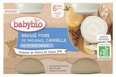 Babybio Gebräunte Birne Zimt 6 Monate und + Bio 2 Gläser à 130 g