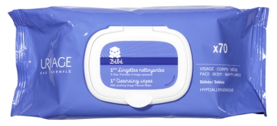 Uriage Baby 1st Water Cleansing Wipes 70 Wipes (End of stock sales)