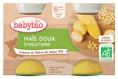 Babybio Organic Sweetcorn 6 Mesi e Oltre 2 Vaschette da 130g