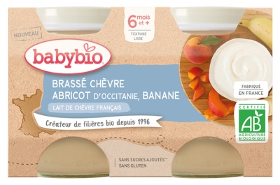 Babybio Ziege-Aprikose-Banane Gebraut 6 Monate und + Bio 2 Gläser à 130 g