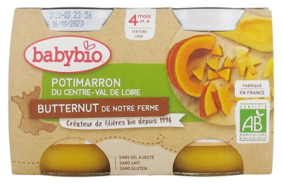 Babybio Pampkin from Centre-Val de Loire 4 Months and + Organic 2 Jars of 130g
