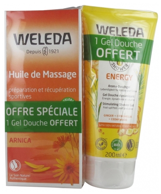 Weleda Massage Oil with Arnica 200ml + Stimulating Shower Gel 200ml Free