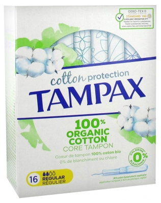 Tampax Cotton Protection Régulier 100% Coton Bio 16 Tampons
