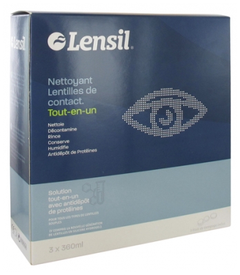 Lensil Nettoyant Lentilles de Contact Tout-en-Un Lot de 3 x 360 ml