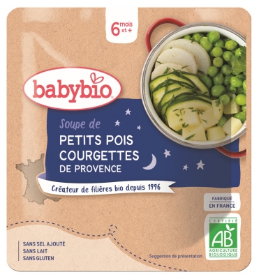 Babybio Soupe de Petits Pois Courgettes 6 Mois et + Bio 190 g