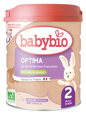 Babybio Optima 2 au Lait de Fermes Françaises de 6 à 12 Mois Bio 800 g