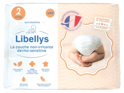 Libellys Pannolini Dermo-Sensibili non Irritanti Taglia 2 (3-6 kg) 30 Pannolini