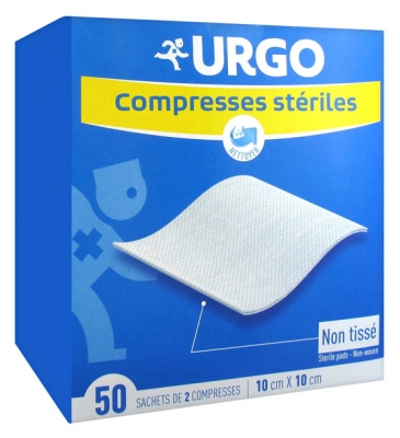 Urgo Sterile Compresses 10 x 10cm 50 Sachets of 2 Non Woven Compresses