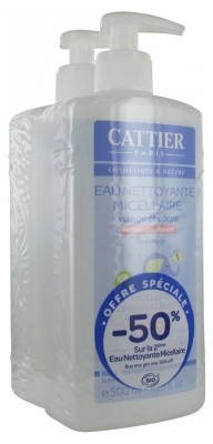 Cattier Organic Cleansing Micellar Water Face and Body 2 x 500ml
