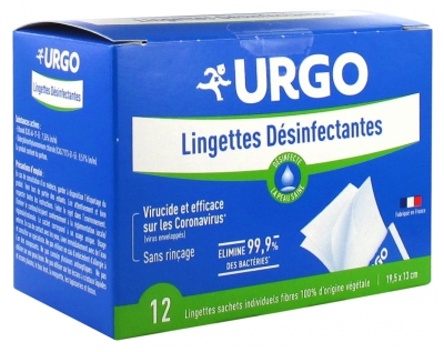 Urgo 12 Disinfecting Wipes Individual Sachets