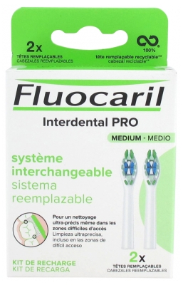 Fluocaril Interdental Pro Système Interchangeable Medium 2 Têtes Remplaçables
