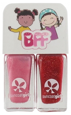Suncoatgirl BFF Nail Polishes Duo 2 x 5ml - Colour: Beauties Pink + Glittery Red