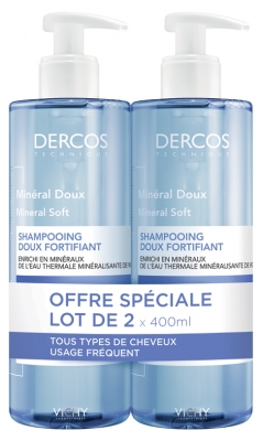 Vichy Dercos Mineral Soft and Fortifying Shampoo 2 x 400ml