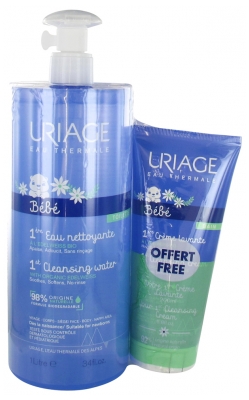 Uriage Baby 1st Cleansing Water 1L + 1st Cleansing Cream 200ml Free