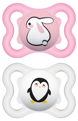 MAM Supreme 2 Soothers Silicon 2-6 Months - Model: Rabbit and Penguin