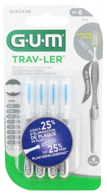 GUM Trav-ler 4 Interdental Brushes - Model: 1618: 2,0 mm