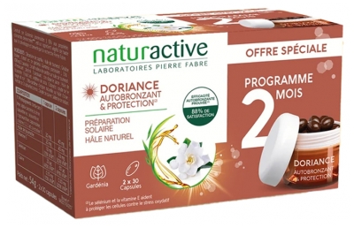 Naturactive Doriance Autobronceador y Protección Pack de 2 x 30 Cápsulas + Pulsera de Regalo