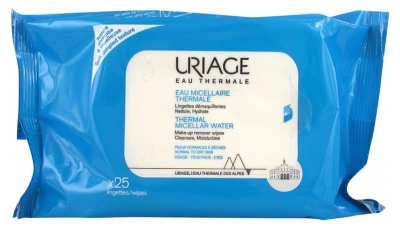 Uriage Thermal Micellar Water Normal to Dry Skins 25 Cleansing Wipes