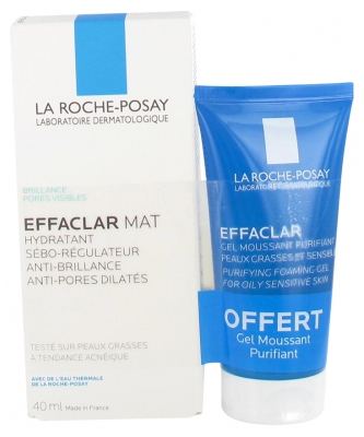 La Roche-Posay Effaclar Mat Sebo-Controlling Moisturiser 40ml + Purifying Foaming Gel 50ml Free