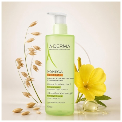 A-DERMA Exomega Control 2in1 Emollient Cleansing Gel Anti-Scratching 500ml