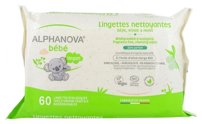 Alphanova Baby Cleansing Wipes Fragrance Free 60 Wipes