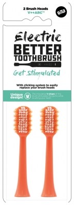 Better Toothbrush Electric V++ Max 2 Spare Heads - Colour: Coral