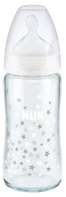 NUK First Choice + Biberón de Vidrio 240 ml 0-6 Meses