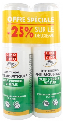 Cinq sur Cinq Spray Citriodora Anti-Moustiques Lot de 2 x 100 ml