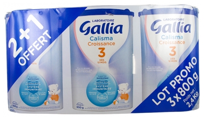 Gallia Calisma Growth 3rd Age + 12 Months 3 x 800g whose 1 Free
