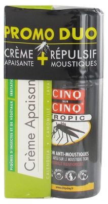 Cinco de Cada Cinco Crema Calmante Dúo 3 en 1 40 g + Loción Tropical Repelente de Mosquitos 75 ml