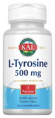 Kal L-Tyrosine 500 mg 30 Comprimés (à consommer de préférence avant fin 08/2022)