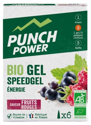 Punch Power Organic Gel Speedgel 6 Tubes of 25g - Flavour : Red Fruits (to consume preferably before the end of 07/2022)